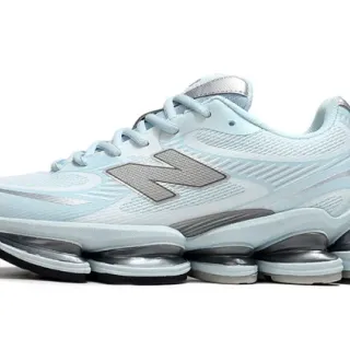New Balance Blue Silver Lightweight Mesh Upper Segmented Pod-Based Midsole Chunky Sneakers