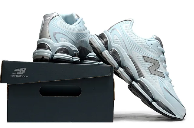 New Balance Blue Silver Lightweight Mesh Upper Segmented Pod-Based Midsole Chunky Sneakers 6