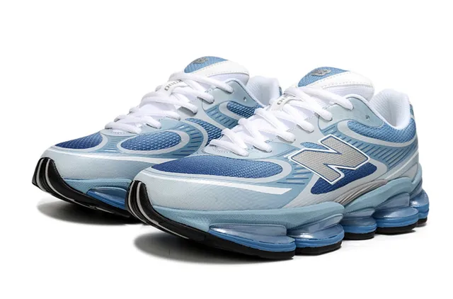 New Balance Bleu Blanc Segmented Pod Midsole Maille et Recouvrement Synthétique Supérieur Chaussures Lifestyle 3