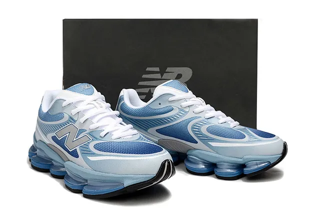 New Balance Bleu Blanc Segmented Pod Midsole Maille et Recouvrement Synthétique Supérieur Chaussures Lifestyle 5