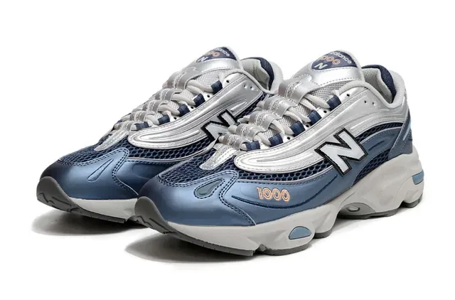 New Balance Navy Silver Sole Mesh And Synthetic Overlay Chunky Sneakers 2