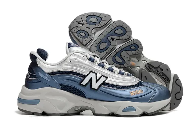 New Balance Navy Silver Sole Mesh And Synthetic Overlay Chunky Sneakers 4