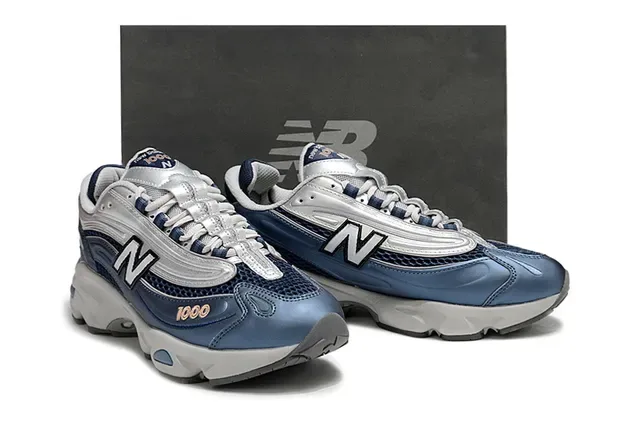 New Balance Navy Silver Sole Mesh And Synthetic Overlay Chunky Sneakers 5