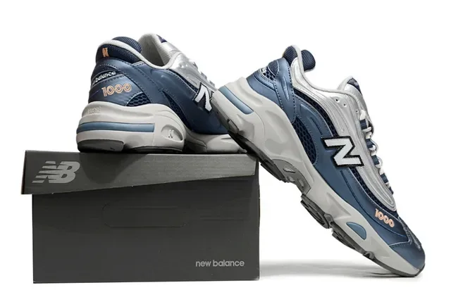 New Balance Navy Silver Sole Mesh And Synthetic Overlay Chunky Sneakers 6