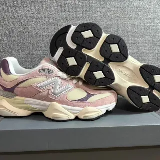 New Balance Pink Purple Platform Sole Multi-Panel Suede-Mesh Construction Chunky Sneakers