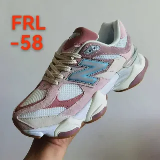 New Balance أحذية رياضية سميكة وردية بيضاء Retro Runner أعلى متعدد المواد