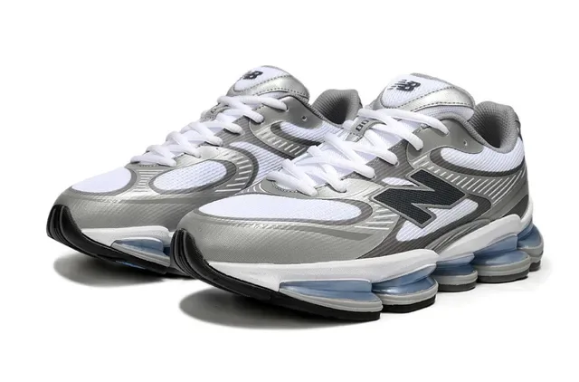 New Balance White Gray Segmented Air-Pod Midsole Layered Synthetic And Mesh Upper Lifestyle Sneakers 2
