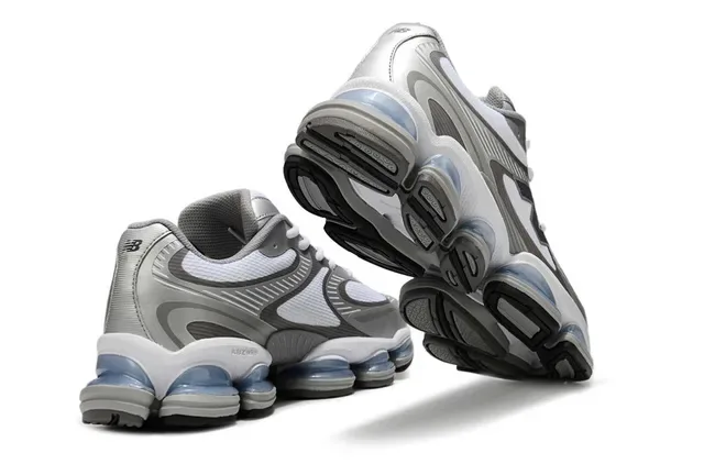 New Balance White Gray Segmented Air-Pod Midsole Layered Synthetic And Mesh Upper Lifestyle Sneakers 3
