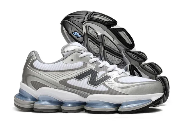 New Balance White Gray Segmented Air-Pod Midsole Layered Synthetic And Mesh Upper Lifestyle Sneakers 4