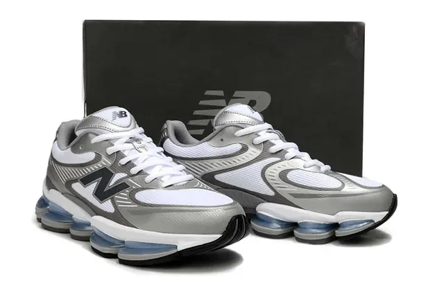 New Balance White Gray Segmented Air-Pod Midsole Layered Synthetic And Mesh Upper Lifestyle Sneakers 5