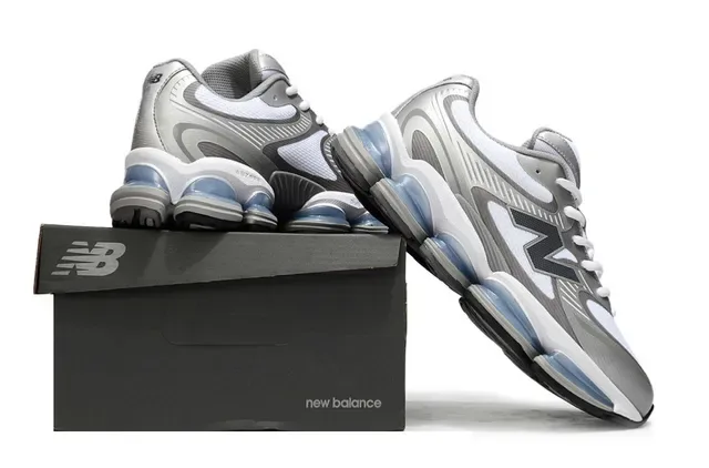 New Balance White Gray Segmented Air-Pod Midsole Layered Synthetic And Mesh Upper Lifestyle Sneakers 6