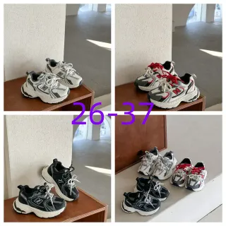 New Balance سولة أبيض رمادي طبقي شبكي-صناعي علوي سميك حذاء رياضي