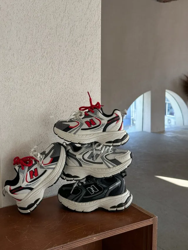 New Balance سولة أبيض رمادي طبقي شبكي-صناعي علوي سميك حذاء رياضي 8