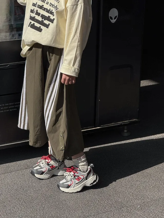 New Balance سولة أبيض رمادي طبقي شبكي-صناعي علوي سميك حذاء رياضي 21