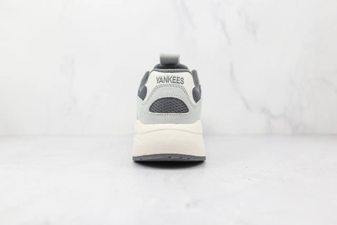 New Era Beige Gray Oversized Interlocking NY Logo Layered Mixed-Material Upper Chunky Sneakers 9