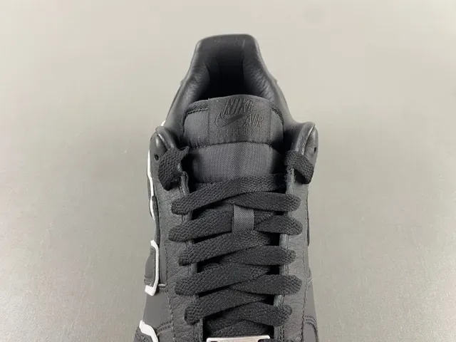 Nike Air Force 1 Noir Blanc Cuir Supérieur Logo Oversized Sneakers Lifestyle 7