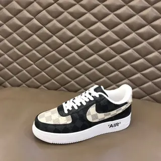 Nike Air Force 1 Checkerboard Black and Beige Lifestyle Sneakers