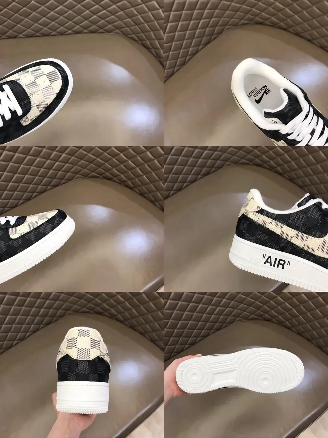 Nike Air Force 1 Checkerboard Preto e Bege Tênis Lifestyle 3