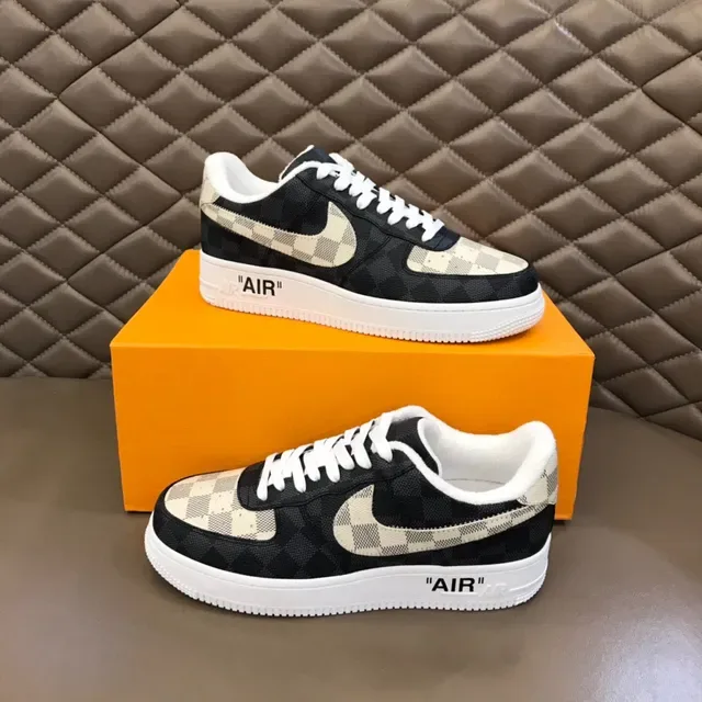 Nike Air Force 1 Checkerboard Preto e Bege Tênis Lifestyle 7