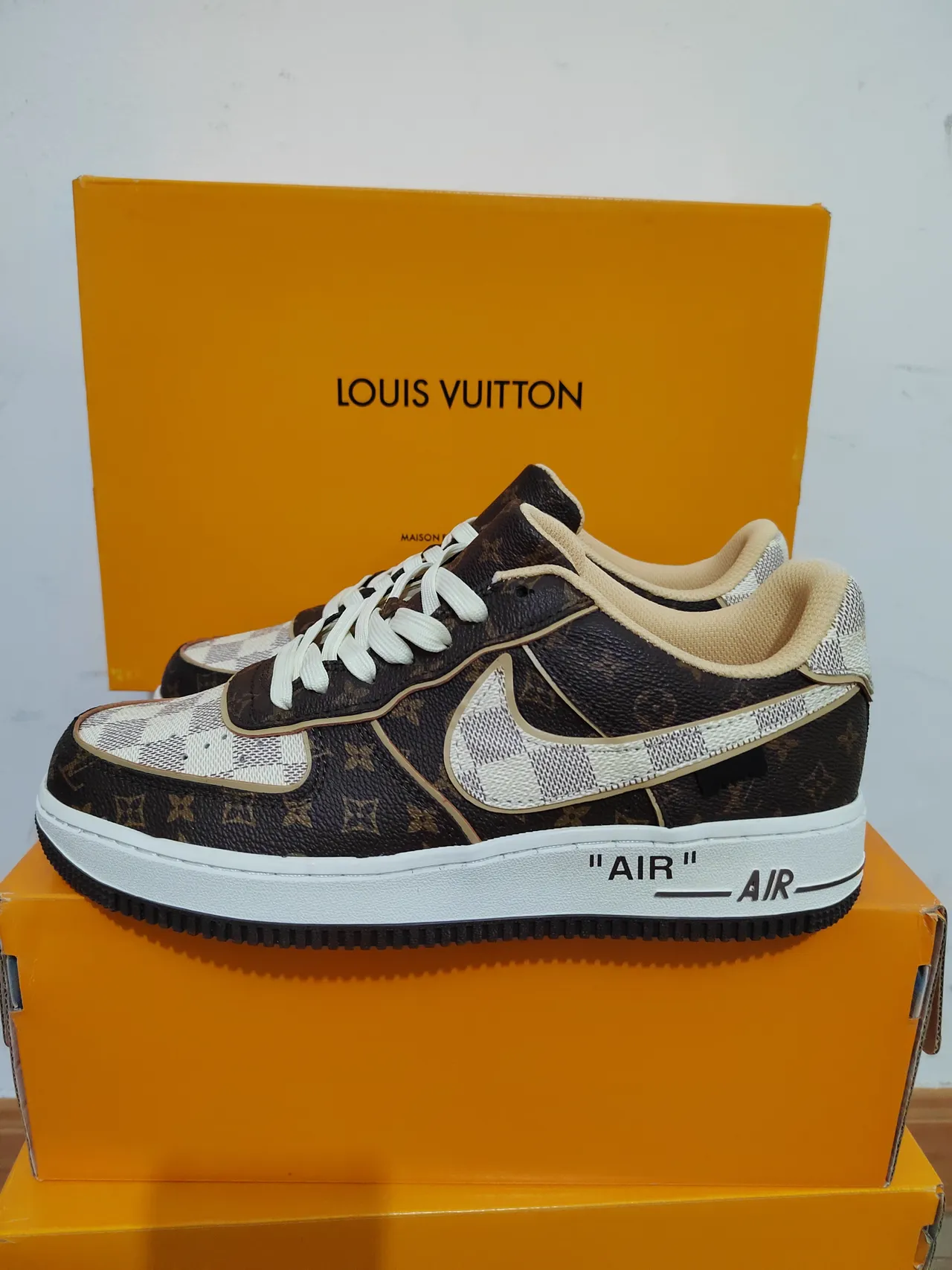 Nike Air Force 1 Louis Vuitton Monogram Checkerboard Lifestyle Sneakers 4