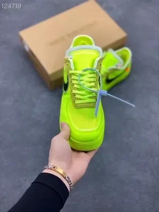 Nike Air Force 1 Off-White Neon Lime Lifestyle Sneakers 3