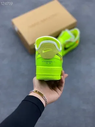 Nike Air Force 1 Off-White Neon Lime Lifestyle Sneakers 4