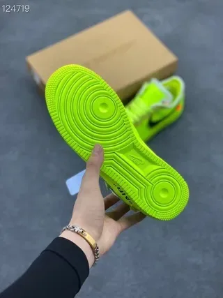 Nike Air Force 1 Off-White Neon Lime Lifestyle Sneakers 5