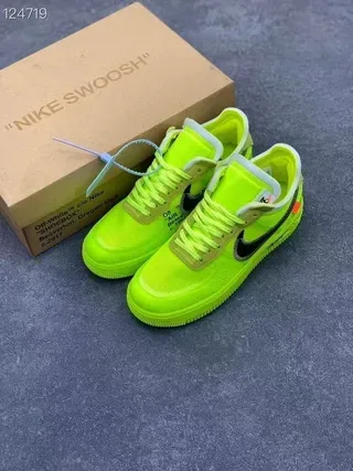 Nike Air Force 1 Off-White Neon Lime Lifestyle Sneakers 6