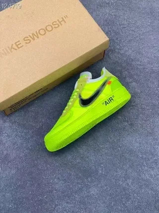 Nike Air Force 1 Off-White Neon Lime Lifestyle Sneakers 8