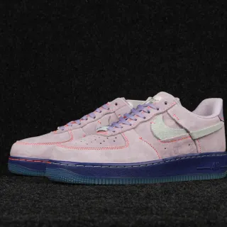 Nike Air Force 1 Tênis Lifestyle com parte superior de couro de carneiro roxo e azul costuras de contraste