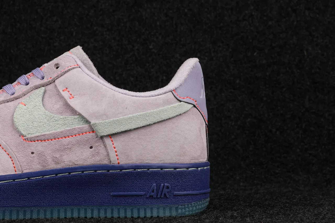 Nike Air Force 1 Purple Blue Suede Upper Contrast Stitching Lifestyle Sneakers 3