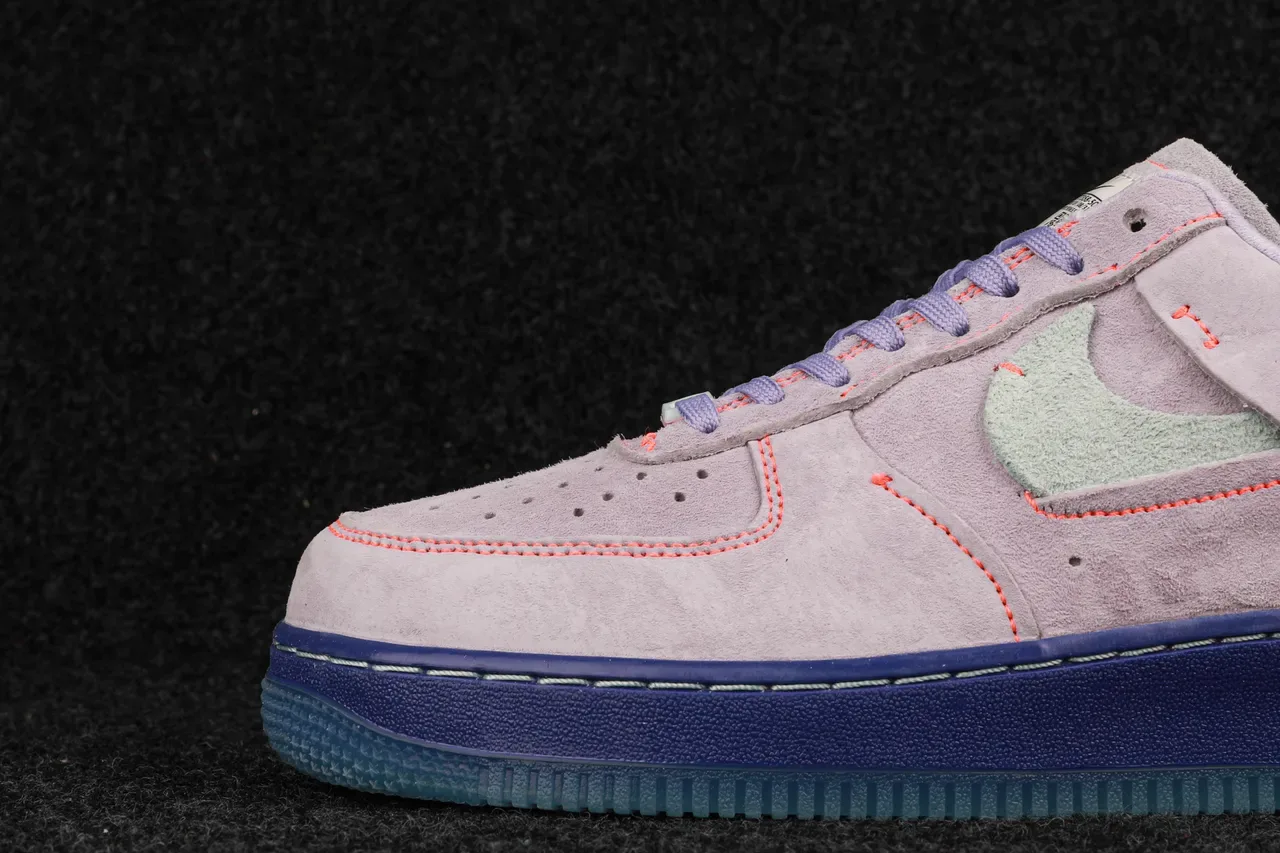 Nike Air Force 1 Purple Blue Suede Upper Contrast Stitching Lifestyle Sneakers 4