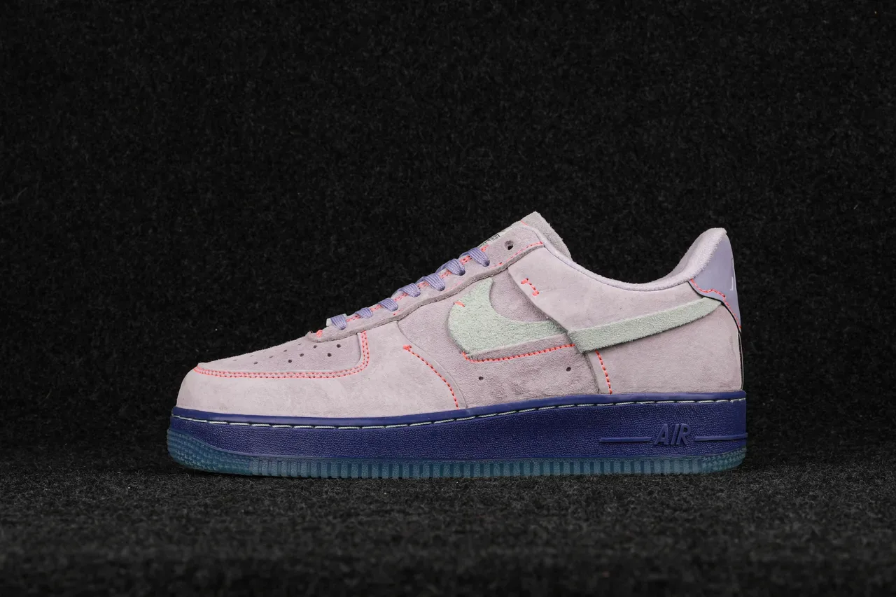 Nike Air Force 1 Purple Blue Suede Upper Contrast Stitching Lifestyle Sneakers 6
