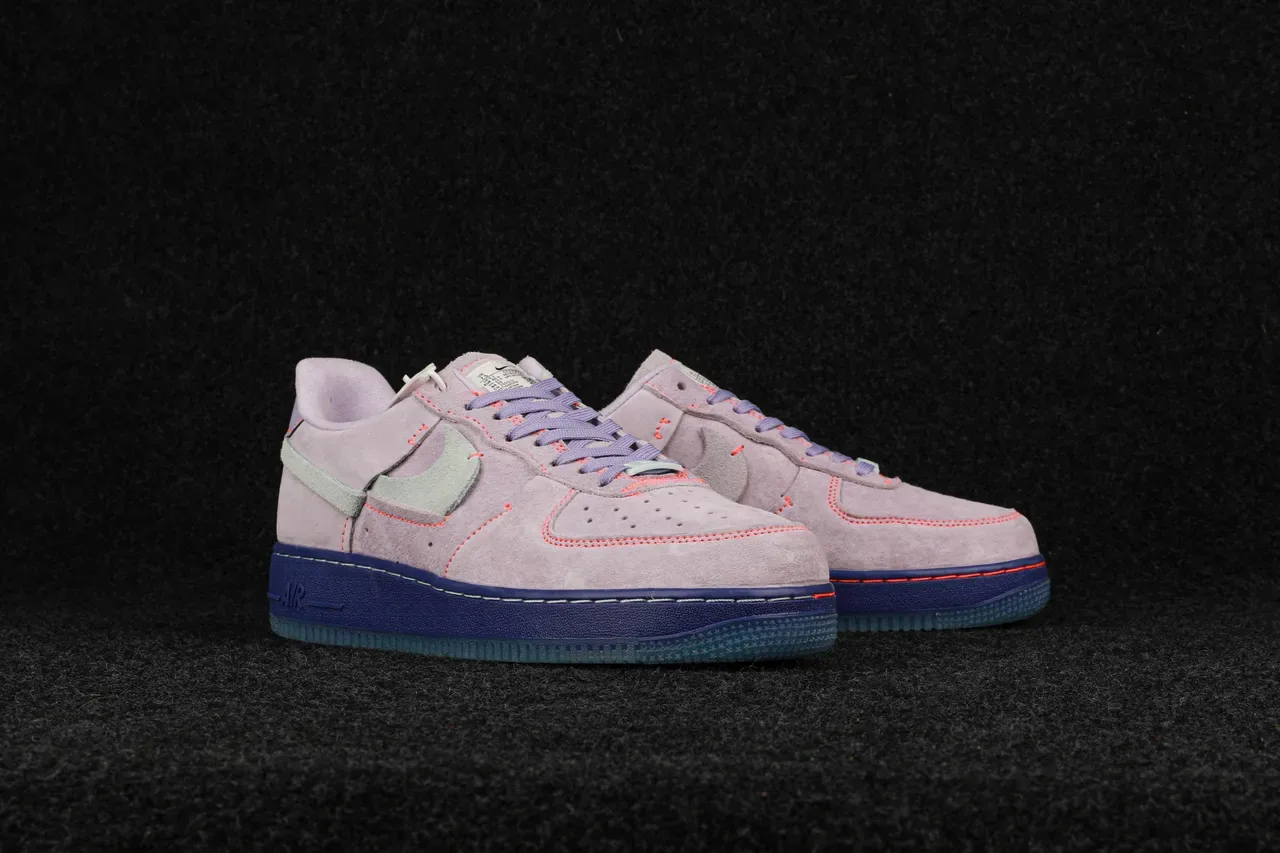 Nike Air Force 1 Purple Blue Suede Upper Contrast Stitching Lifestyle Sneakers 9