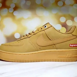 Nike Air Force 1 Wheat Suede Supreme Collaboration Lifestyle Sneakers