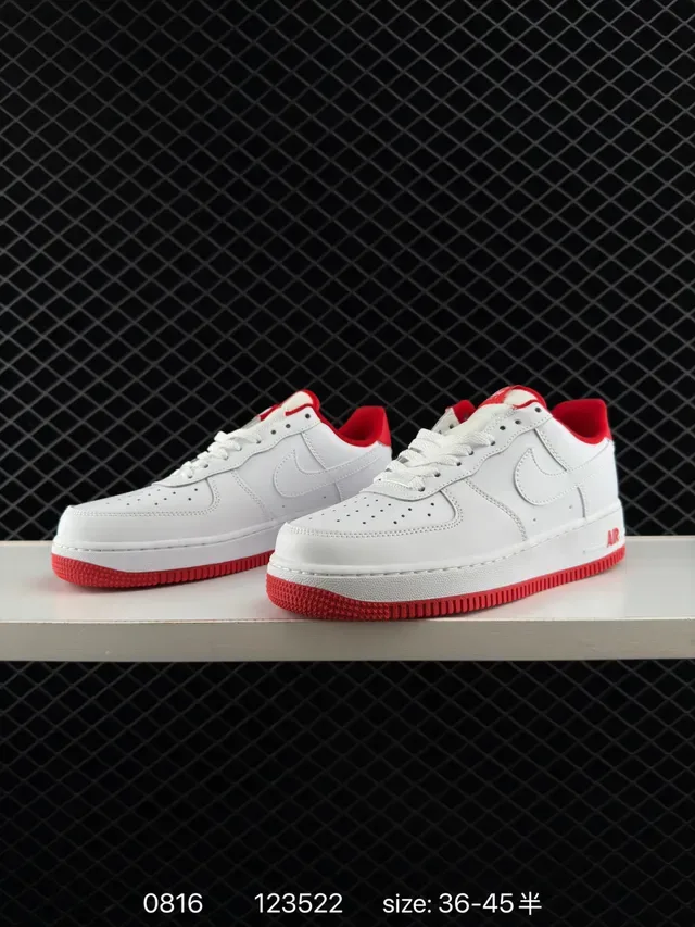 Nike Air Force 1 White and Red Lifestyle Sneakers 3