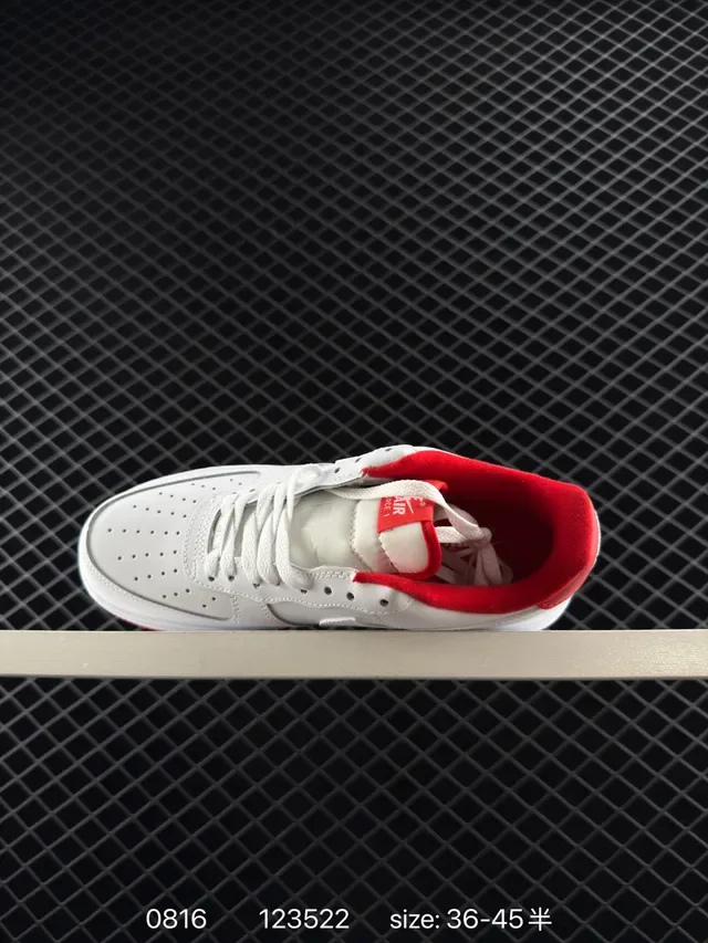 Nike Air Force 1 White and Red Lifestyle Sneakers 5