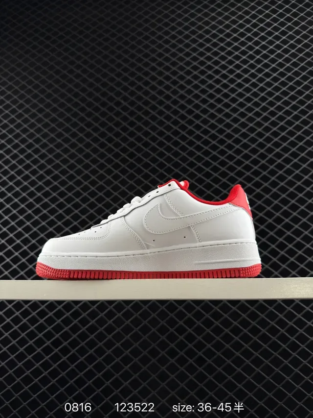Nike Air Force 1 White and Red Lifestyle Sneakers 6