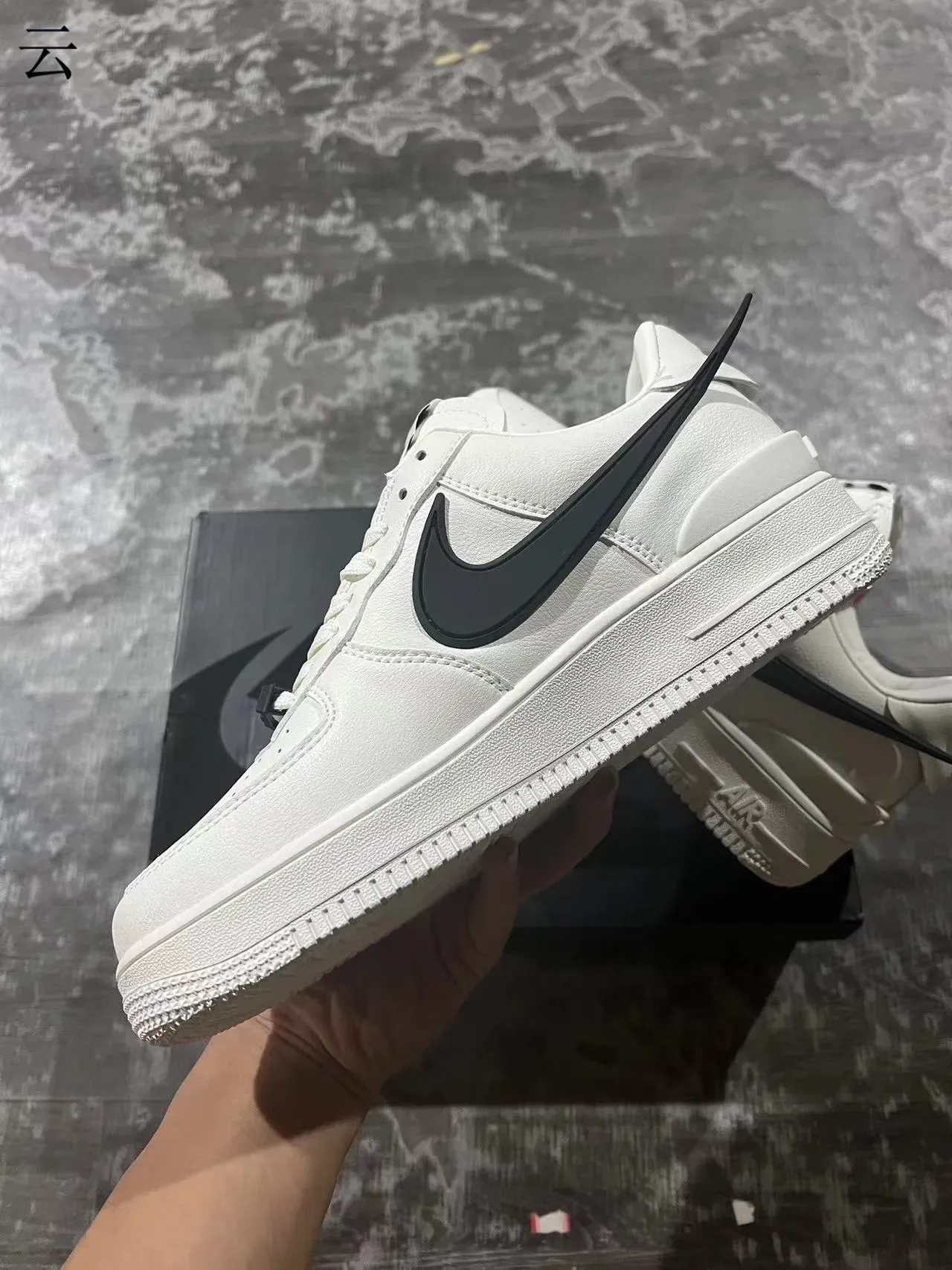 Nike Air Force 1 White Black Swoosh Lifestyle Sneakers 5