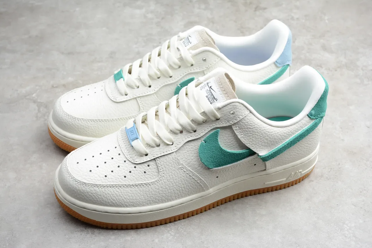 Nike Air Force 1 White Teal Suede Lifestyle Sneakers 11