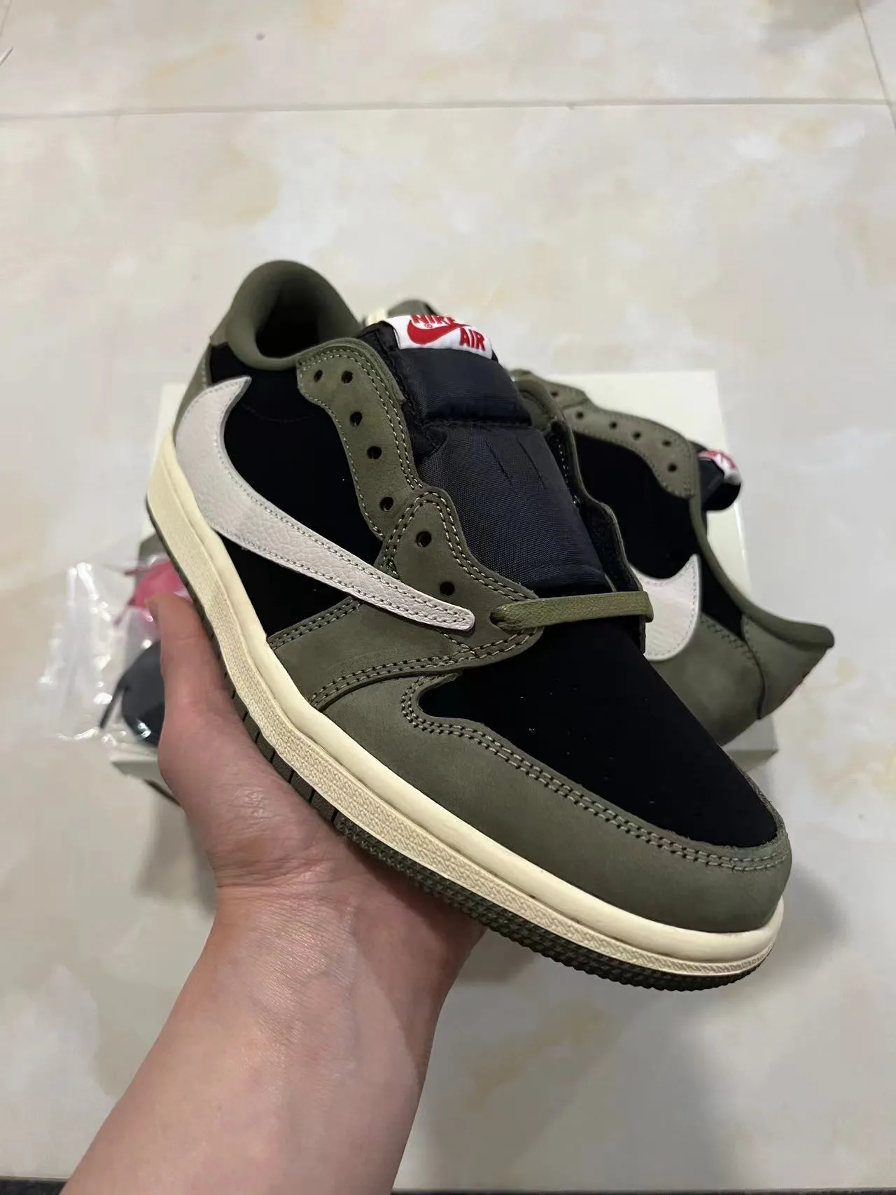 Nike Air Jordan 1 Army Green Black Olive Suede Textile Base Lifestyle Sneakers 2