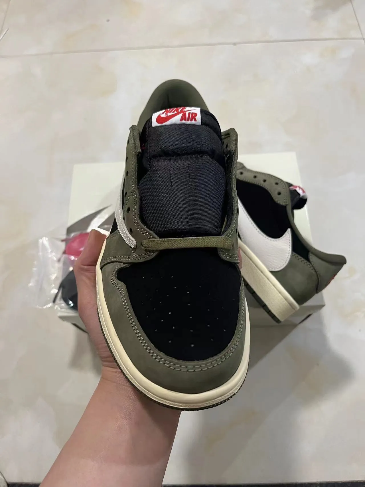 Nike Air Jordan 1 Army Green Black Olive Suede Textile Base Lifestyle Sneakers 3