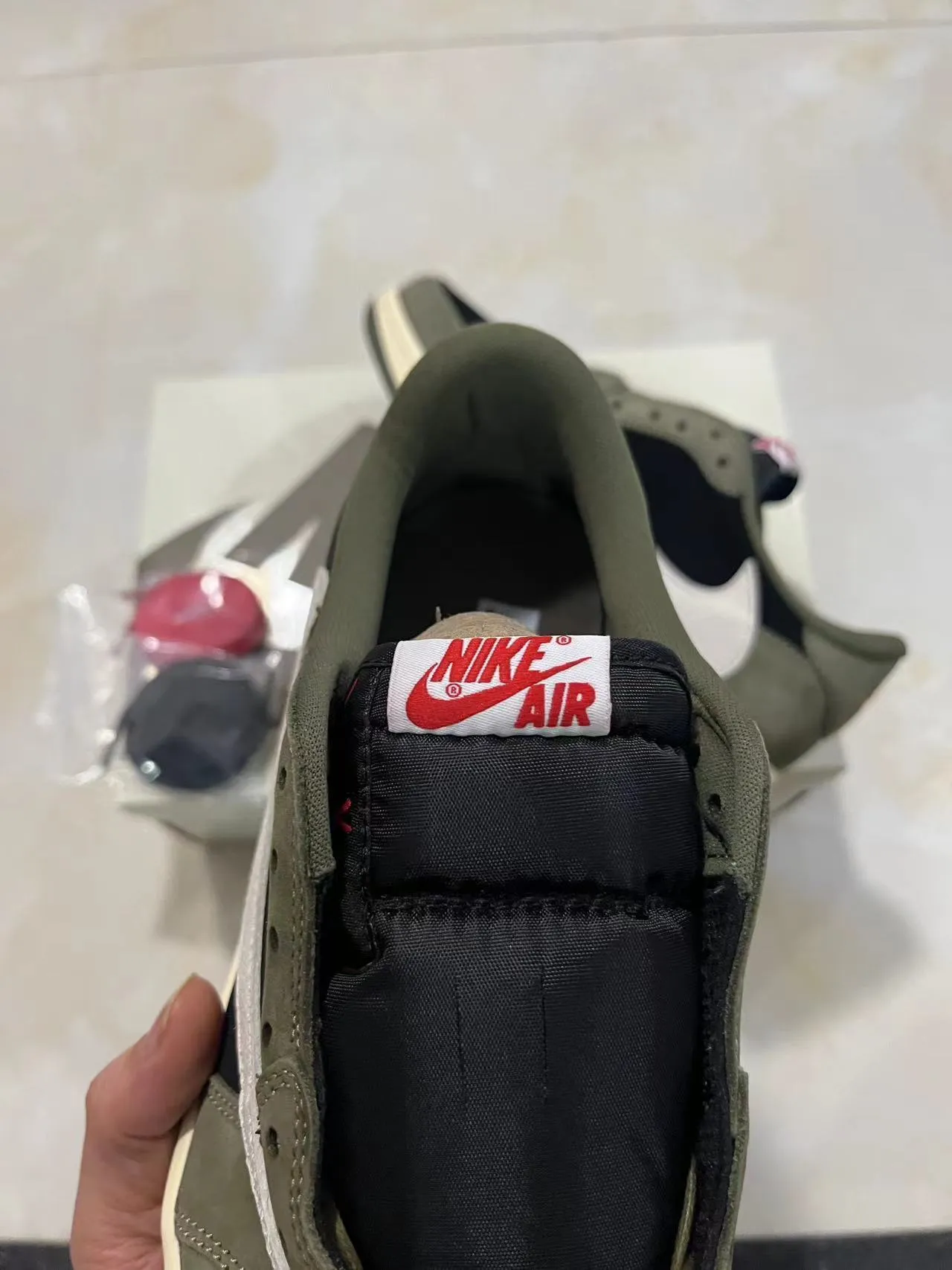Nike Air Jordan 1 Army Green Black Olive Suede Textile Base Lifestyle Sneakers 4