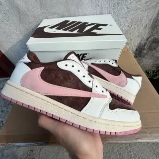 Nike Air Jordan 1 Low Brown White Pink Lifestyle Sneakers