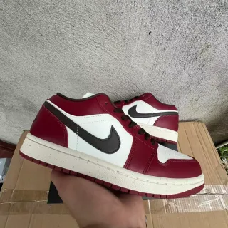 Nike Air Jordan 1 Low Burgundy White Black Lifestyle Sneakers