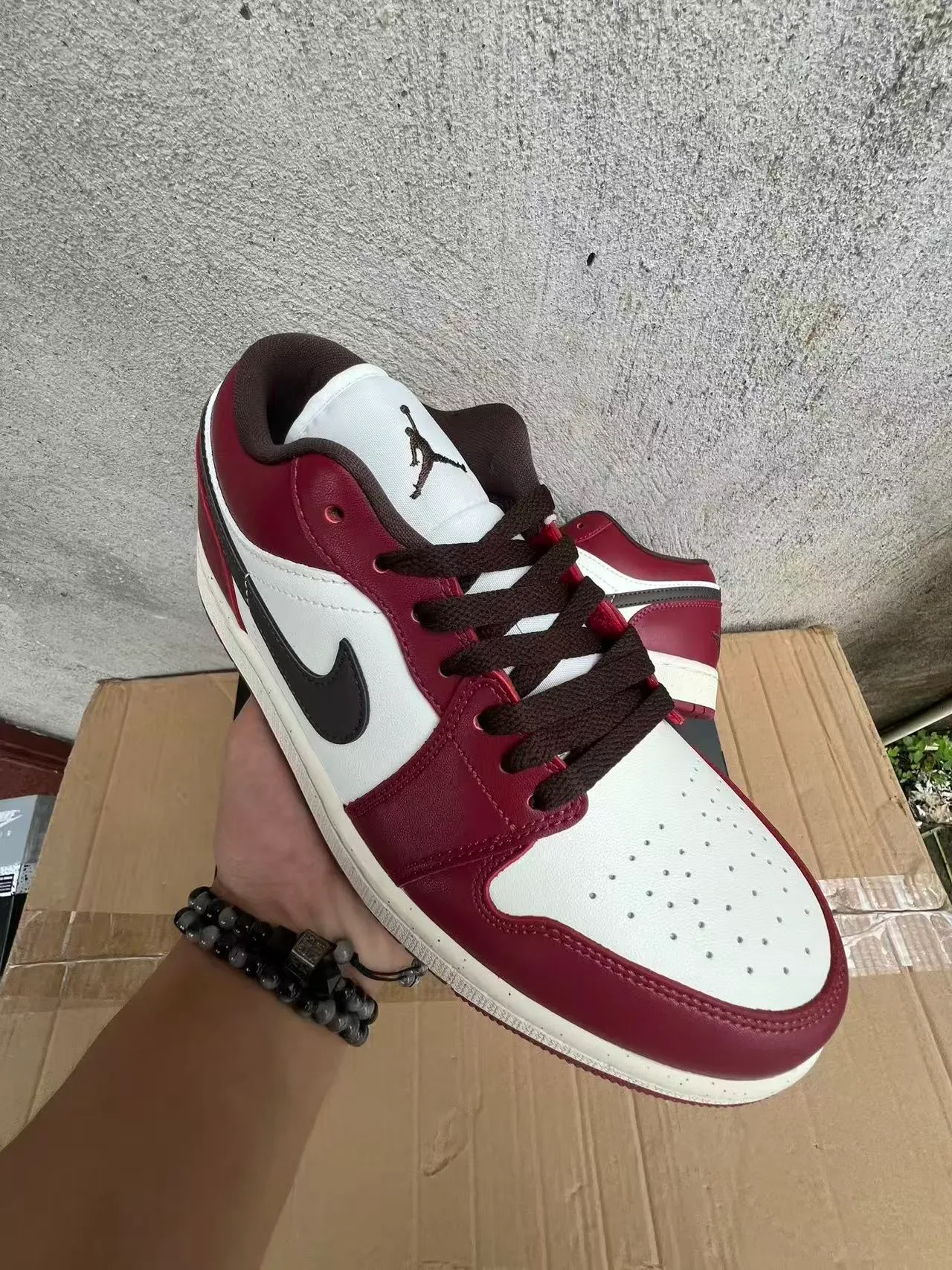 Nike Air Jordan 1 Low Burgundy White Black Lifestyle Sneakers 2