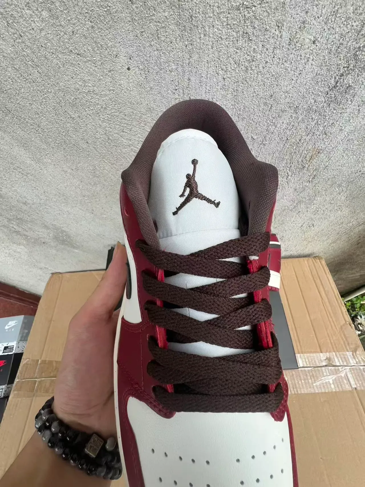 Nike Air Jordan 1 Low Burgundy White Black Lifestyle Sneakers 4