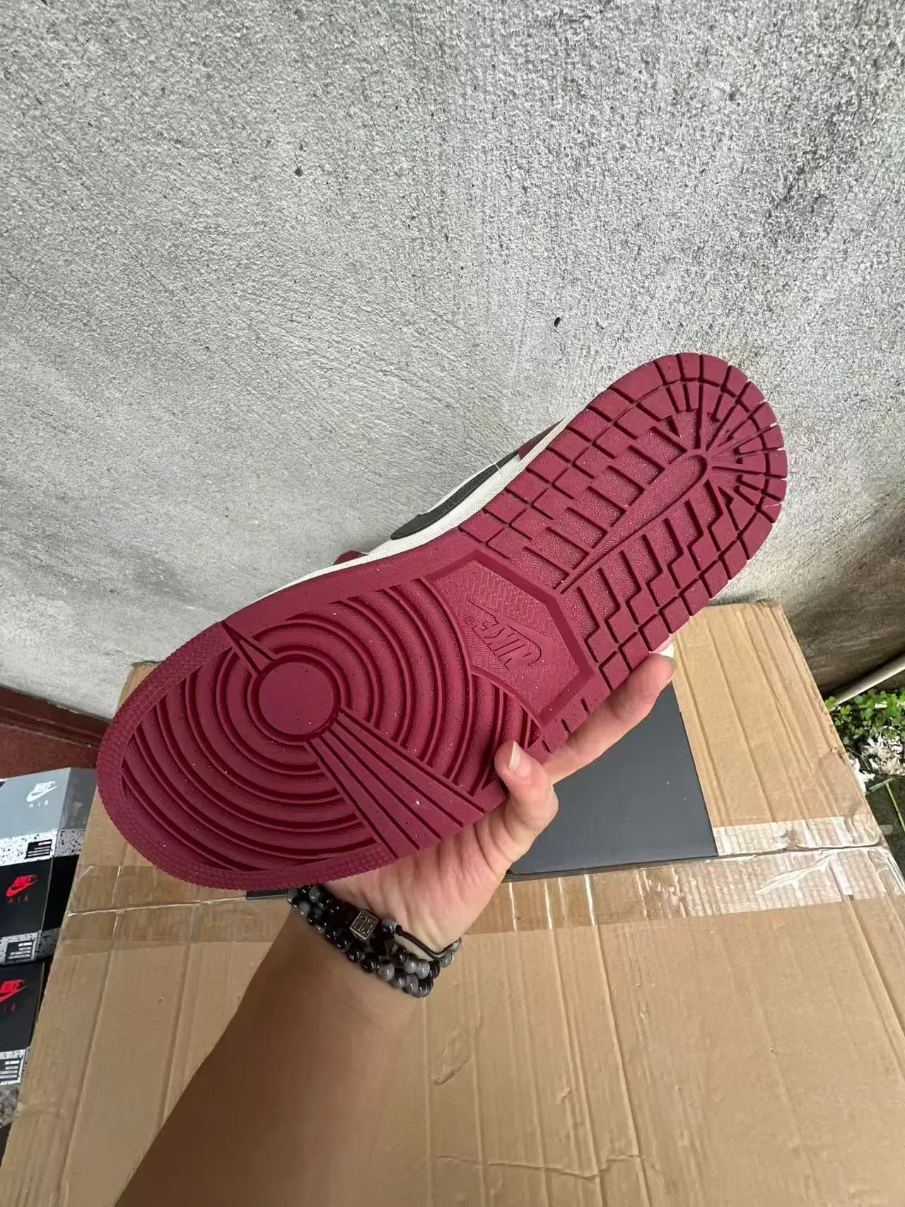 Nike Air Jordan 1 Low Burgundy White Black Lifestyle Sneakers 6