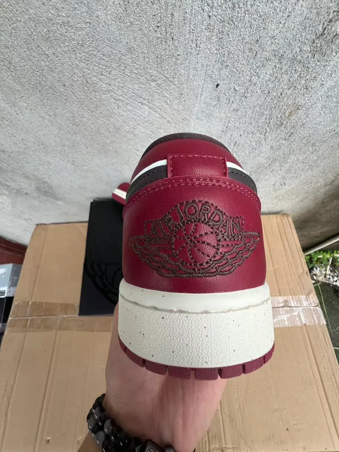 Nike Air Jordan 1 Low Burgundy White Black Lifestyle Sneakers 8