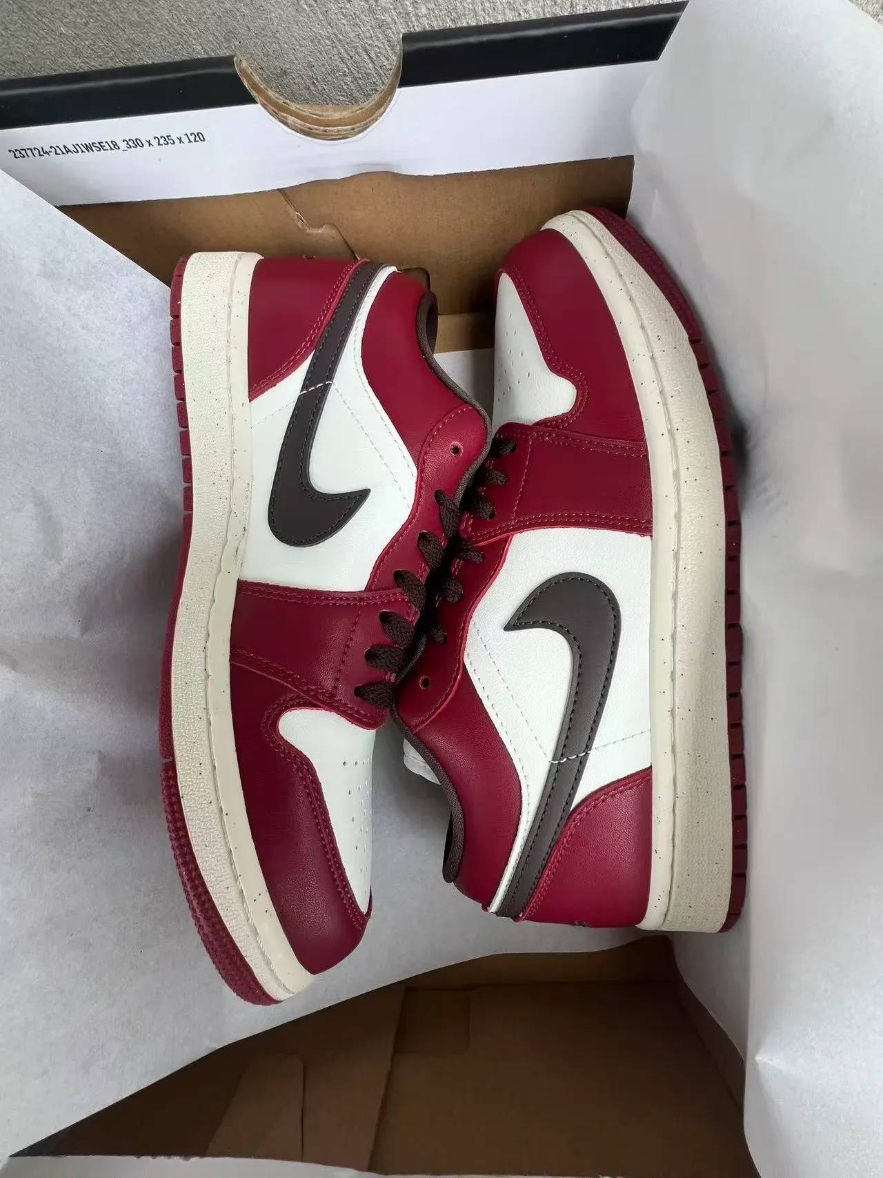 Nike Air Jordan 1 Low Burgundy White Black Lifestyle Sneakers 9